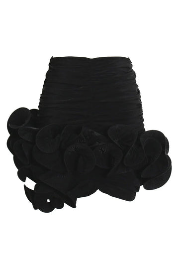 Asymmetrical Hem Ruffle Ruched Skirt